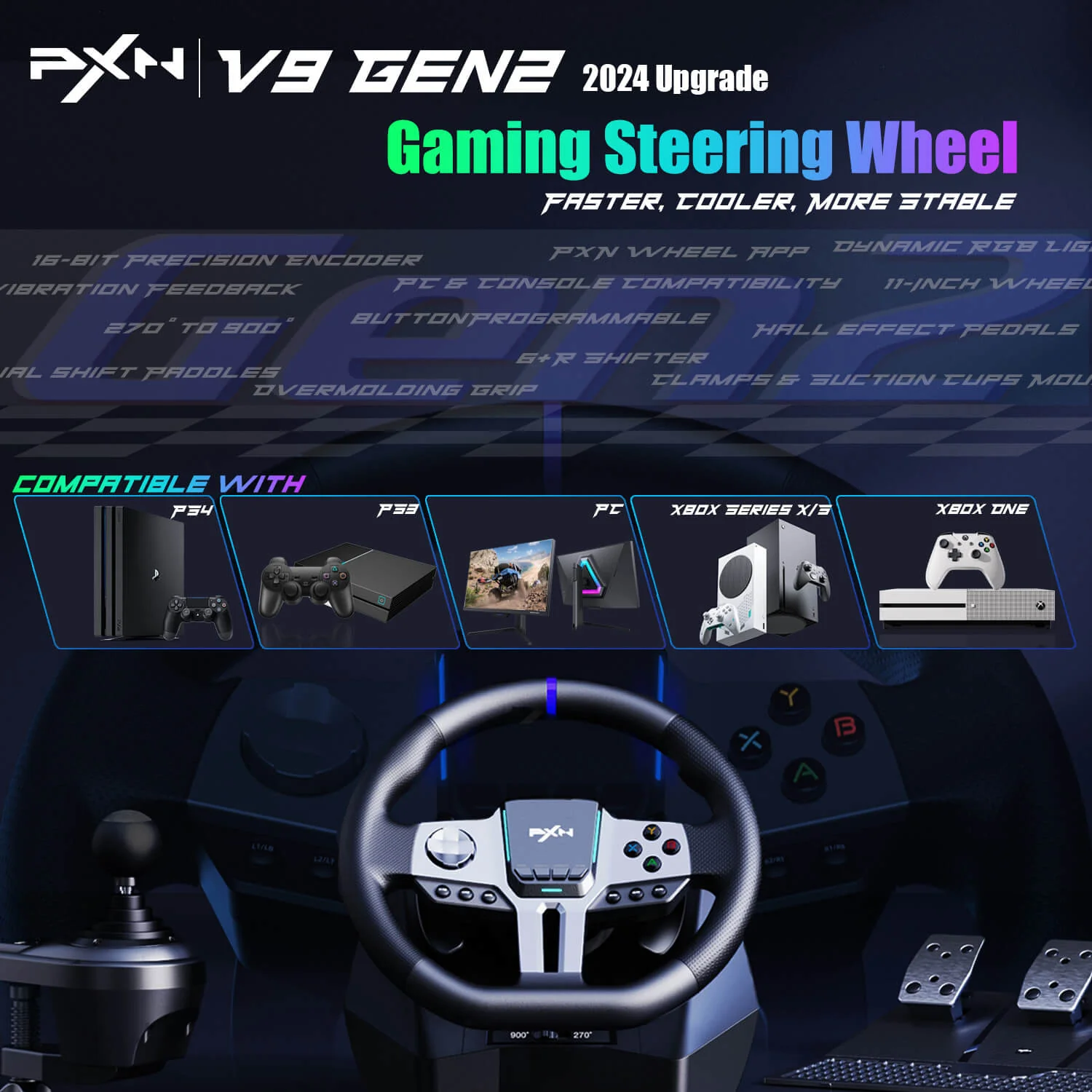 PXN V9 GEN2 Racing Steering Wheel - Image 2